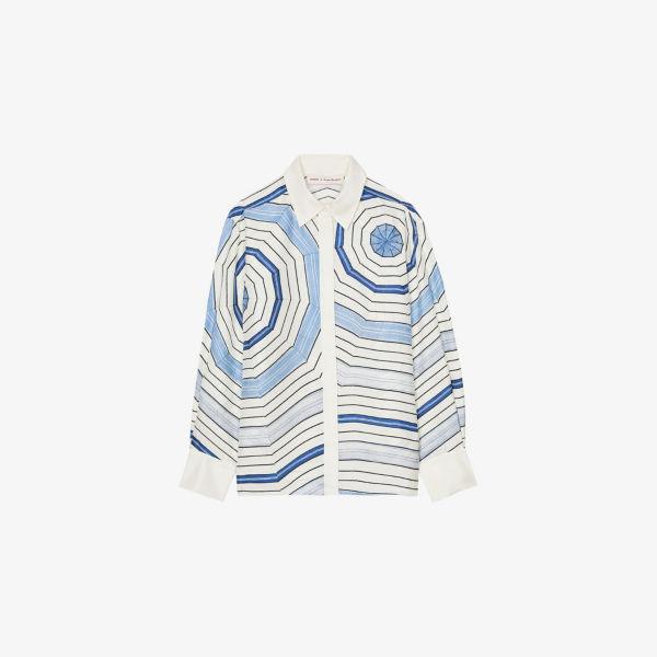 Рубашка Sandro шелковая с принтом, бело-синий
Рубашка Sandro шелковая с принтом, бело-синий