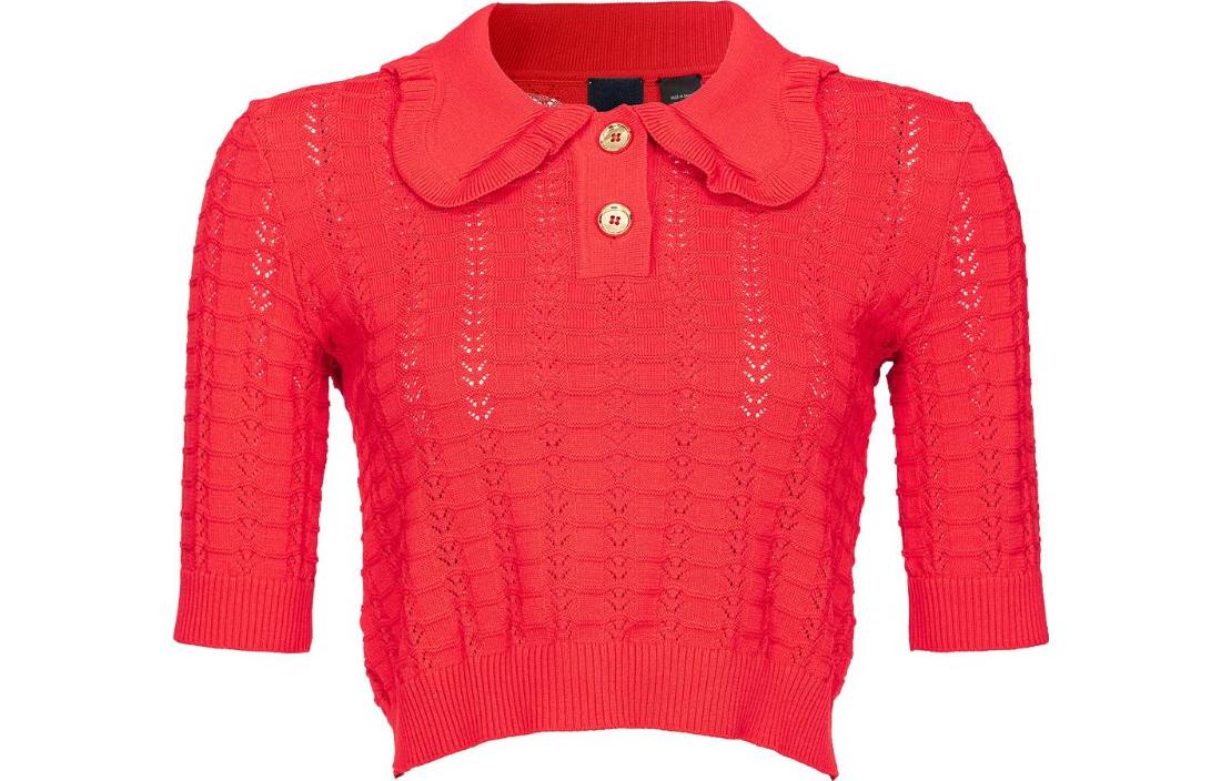 Пряжа пойнтелле укороченный поло топ PINKO, красный
Пряжа пойнтелле укороченный поло топ PINKO, красный