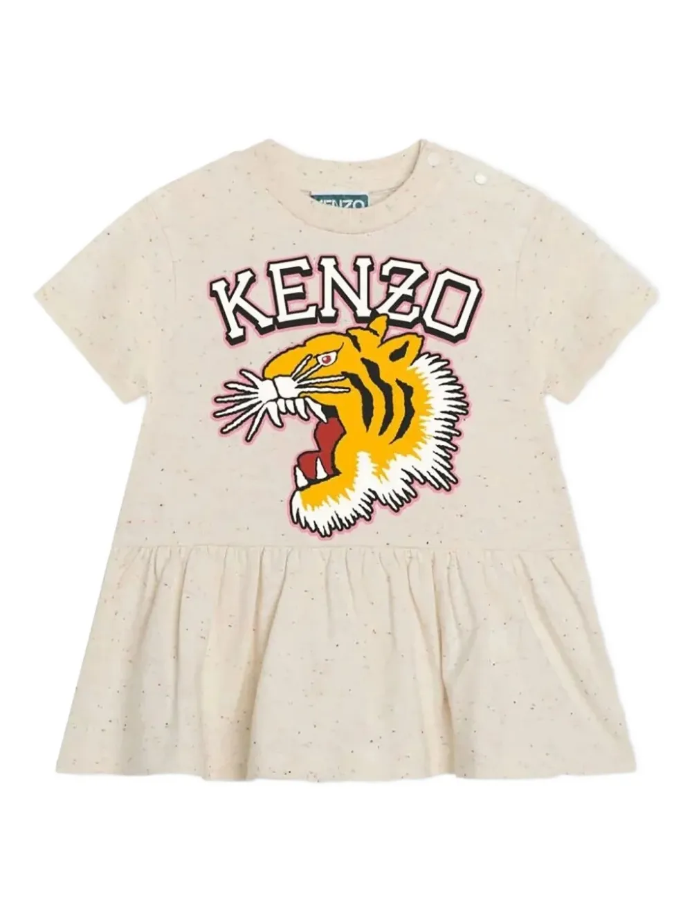 Платье с оборками и тигровым принтом Kenzo Kids, нейтральный
Платье с оборками и тигровым принтом Kenzo Kids, нейтральный