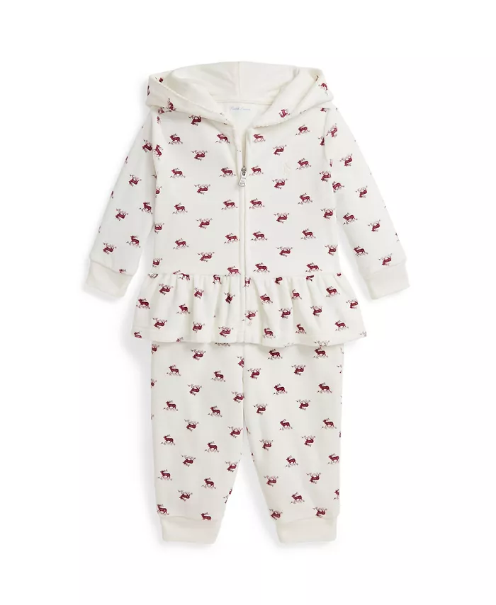 Детский комплект для девочек из двух предметов: худи с принтом и штанишки Polo Ralph Lauren, белый
Детский комплект для девочек из двух предметов: худи с принтом и штанишки Polo Ralph Lauren, белый