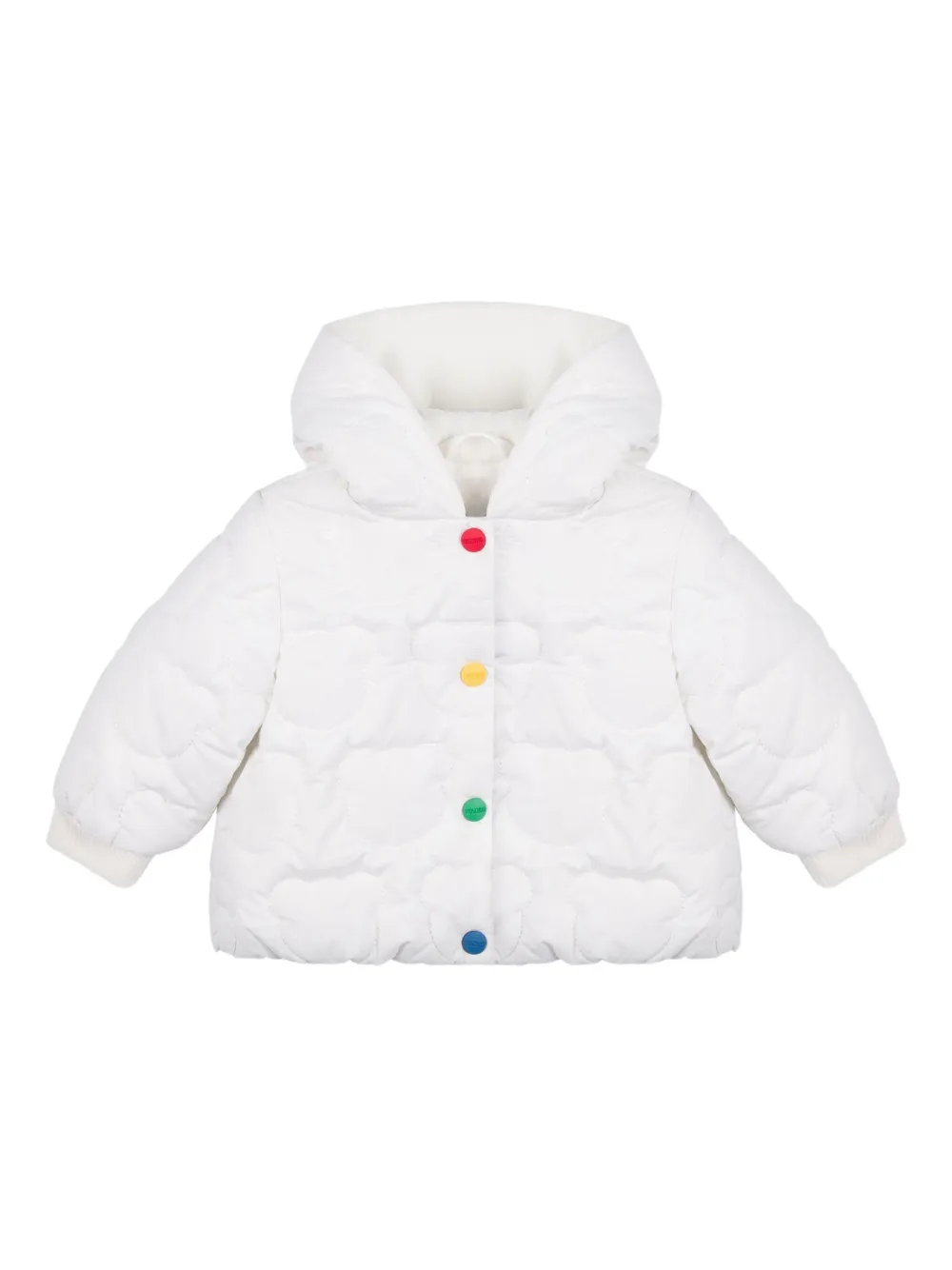 Стеганый пуховик Moschino Kids, белый 
Стеганый пуховик Moschino Kids, белый