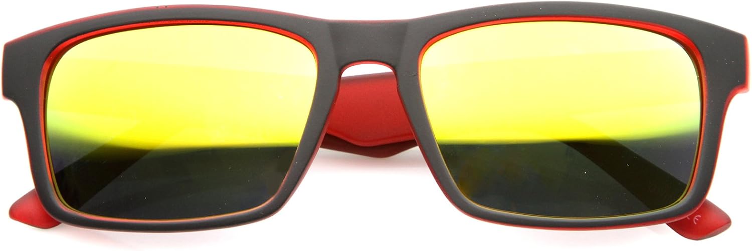 Солнцезащитные очки zeroUV Action Sport с двухцветной оправой в форме рога, матовыми зеркальными линзами и прямоугольной формой, диаметр линз 55 мм, Black-red / Yellow Mirror
Солнцезащитные очки zeroUV Action Sport с двухцветной оправой в форме рога, матовыми зеркальными линзами и прямоугольной формой, диаметр линз 55 мм, Black-red / Yellow Mirror