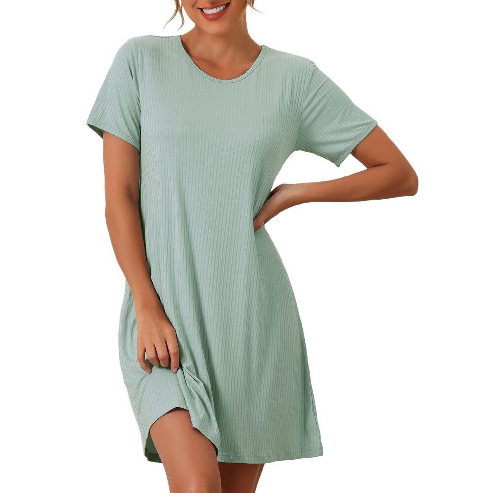 Женские ночные рубашки из модала, рубашка для сна с коротким рукавом, короткая ночная рубашка с круглым вырезом Cheibear, зеленый
Женские ночные рубашки из модала, рубашка для сна с коротким рукавом, короткая ночная рубашка с круглым вырезом Cheibear, зеленый