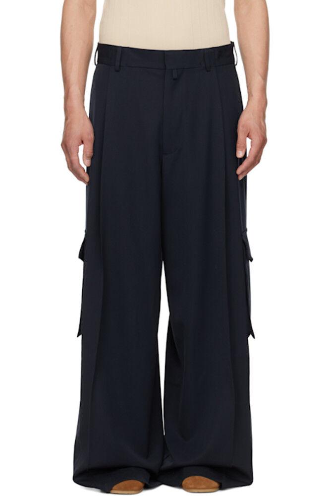 Широкие брюки со складками темно-синего цвета Dries Van Noten
Широкие брюки со складками темно-синего цвета Dries Van Noten