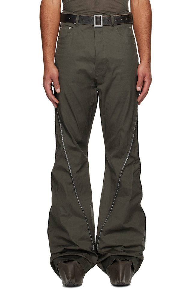 Rick Owens Брюки-Клеш цвета хаки с расклешенными штанинами
Rick Owens Брюки-Клеш цвета хаки с расклешенными штанинами