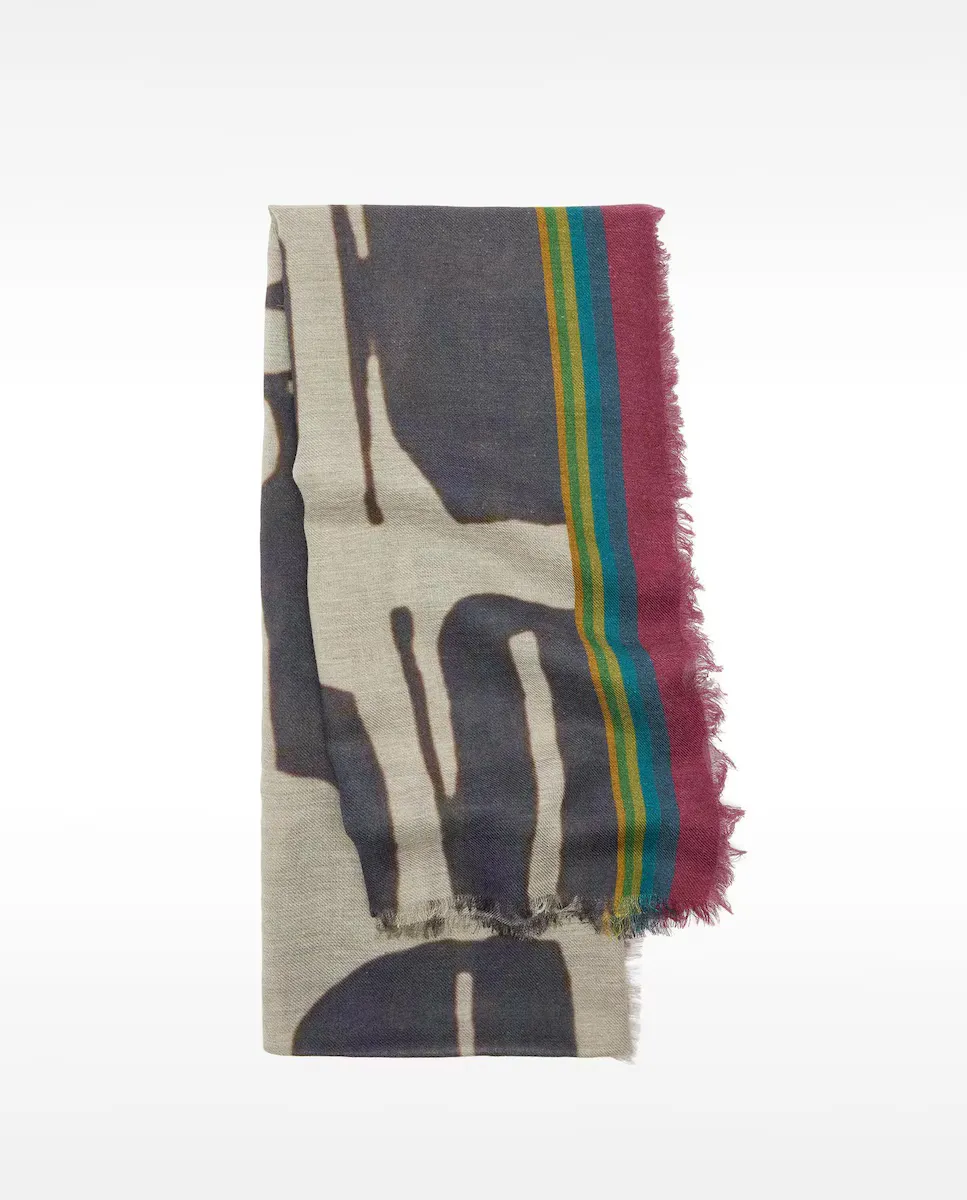 Шарф с вышивкой и принтами Parfois, серый 
Шарф с вышивкой и принтами Parfois, серый