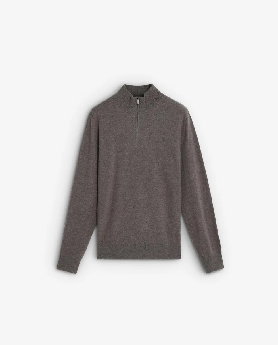 Мужской шерстяной свитер с воротником на молнии до половины Scalpers, серо-коричневый
Мужской шерстяной свитер с воротником на молнии до половины Scalpers, серо-коричневый