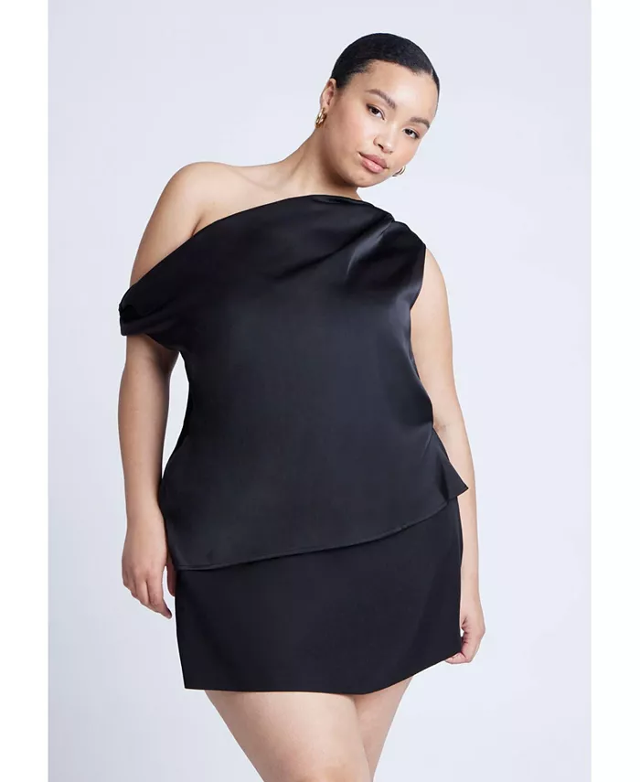 Женский топ из скрученного атласа ELOQUII, черный
Женский топ из скрученного атласа ELOQUII, черный