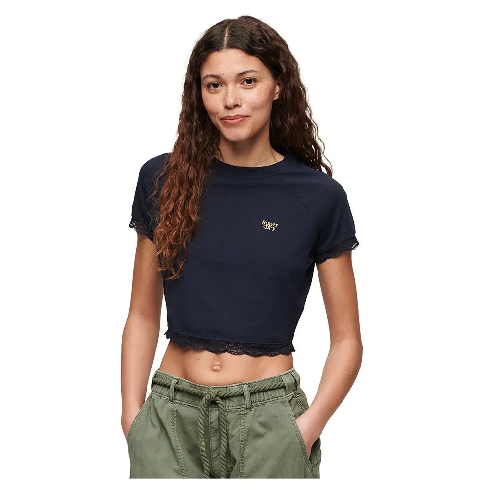 Футболка Superdry 90S Lace Trim, синий 
Футболка Superdry 90S Lace Trim, синий