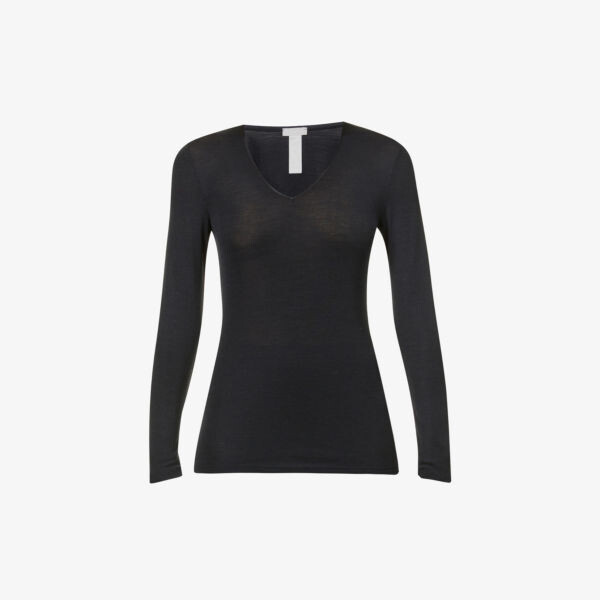 Шерстяной топ с длинными рукавами из смеси шерсти и шелка Hanro, черный
Шерстяной топ с длинными рукавами из смеси шерсти и шелка Hanro, черный