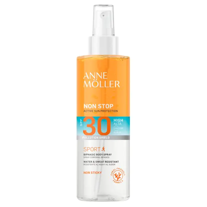 Солнцезащитный крем non stop spray corporal bifásico spf30 Anne Moller, объем 150 мл
Солнцезащитный крем non stop spray corporal bifásico spf30 Anne Moller, объем 150 мл