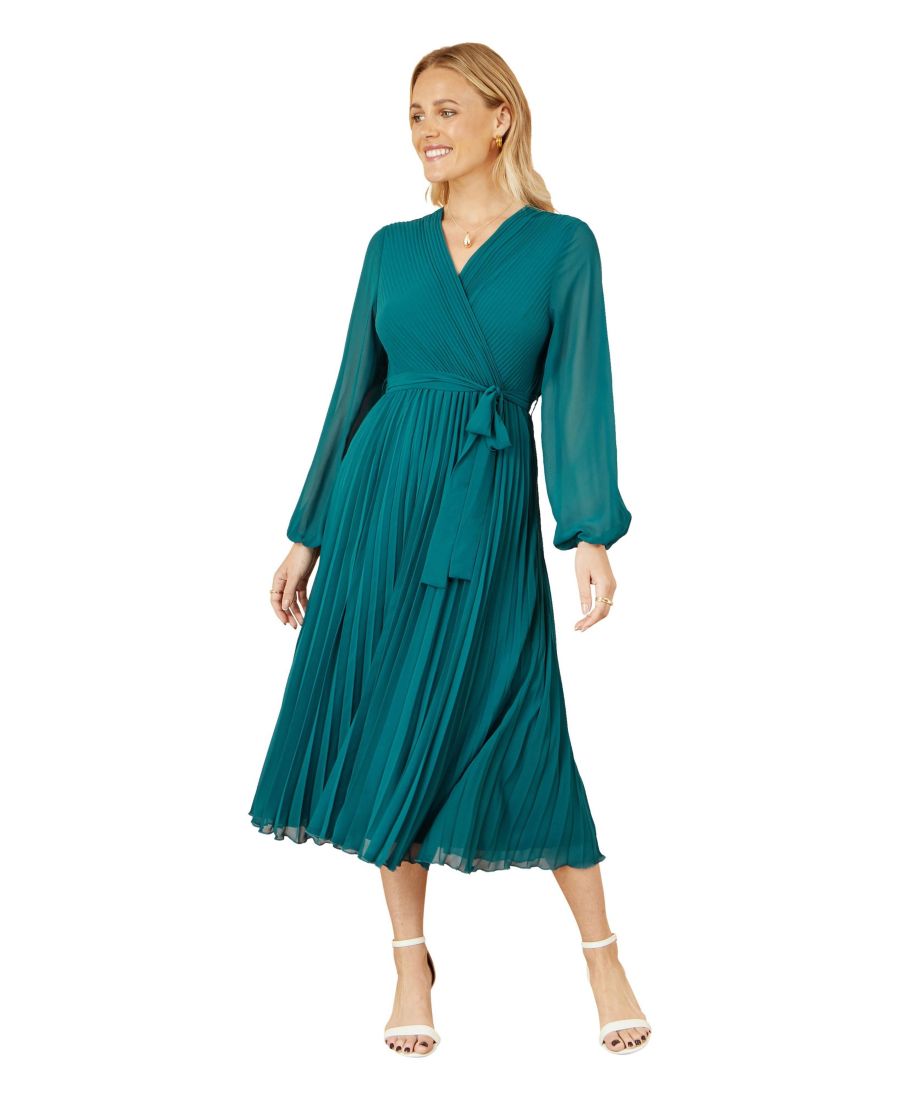 Женское миди-платье с длинными рукавами и плиссировкой, с запахом Yumi, Teal
Женское миди-платье с длинными рукавами и плиссировкой, с запахом Yumi, Teal