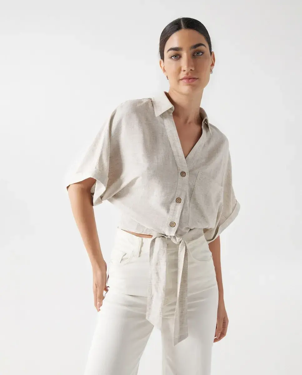 Женская короткая рубашка с бантом Salsa Jeans, бежевый
Женская короткая рубашка с бантом Salsa Jeans, бежевый