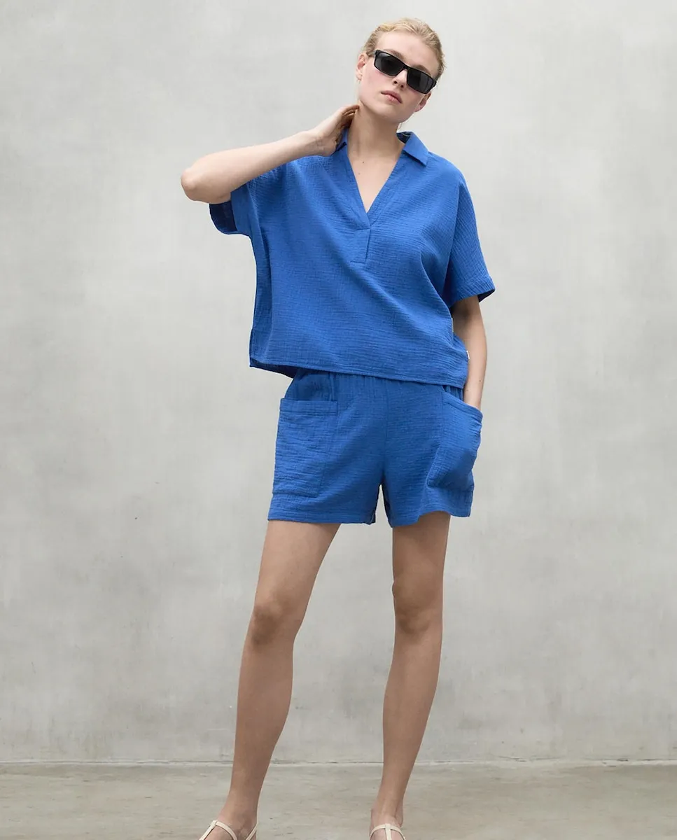 Простые женские шорты с эластичным поясом и передними карманами Ecoalf, синий
Простые женские шорты с эластичным поясом и передними карманами Ecoalf, синий