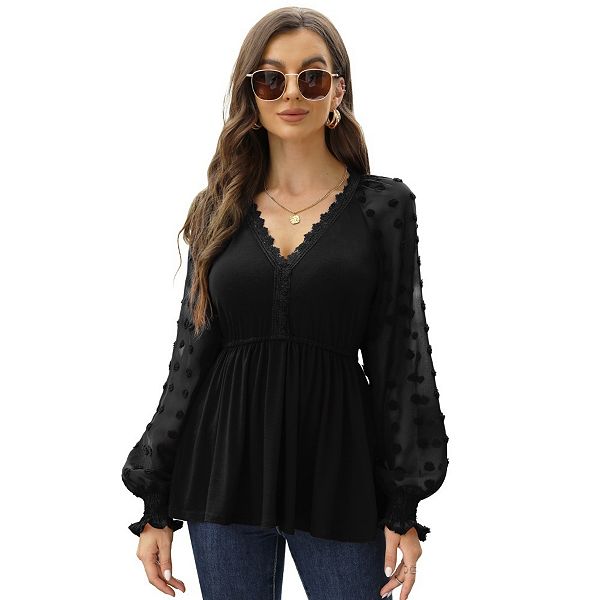 Женская кружевная блузка с длинным рукавом и запахом Yesfashion, Black
Женская кружевная блузка с длинным рукавом и запахом Yesfashion, Black