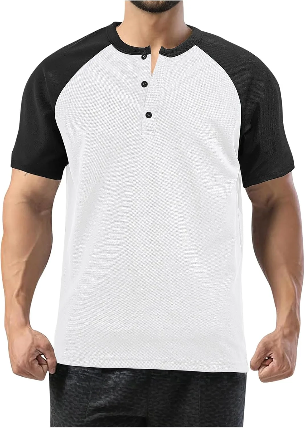 Мужская футболка Henley с коротким рукавом Raglan
Мужская футболка Henley с коротким рукавом Raglan