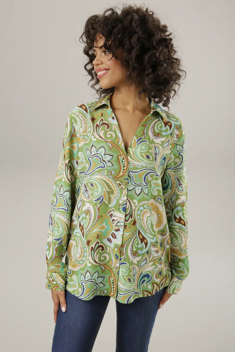 Блуза-рубашка Aniston CASUAL, графический узор пейсли — каждое изделие уникально, коричневый
Блуза-рубашка Aniston CASUAL, графический узор пейсли — каждое изделие уникально, коричневый