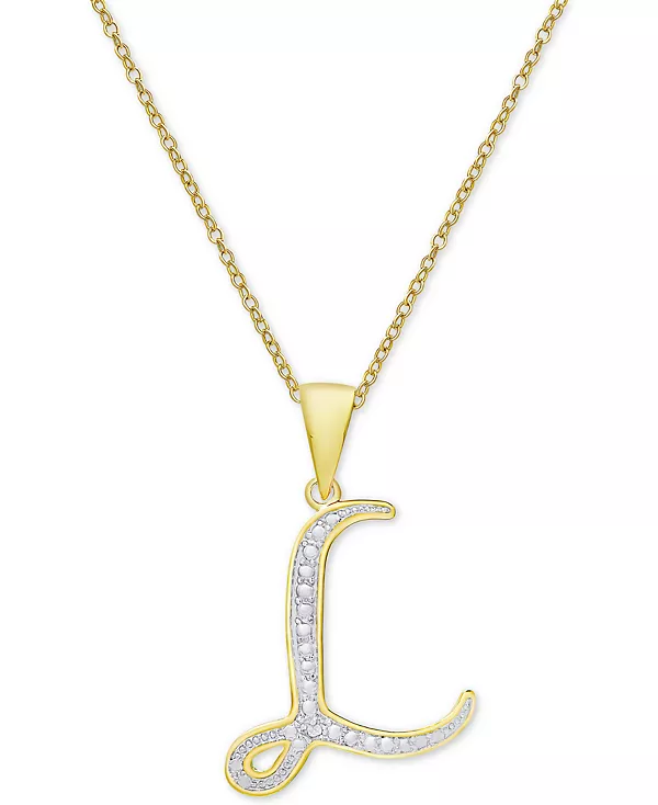 Ожерелье с кулоном-инициалом в форме бриллианта, 18 дюймов, из серебра, золота и розового золота Macy'S, l/gold