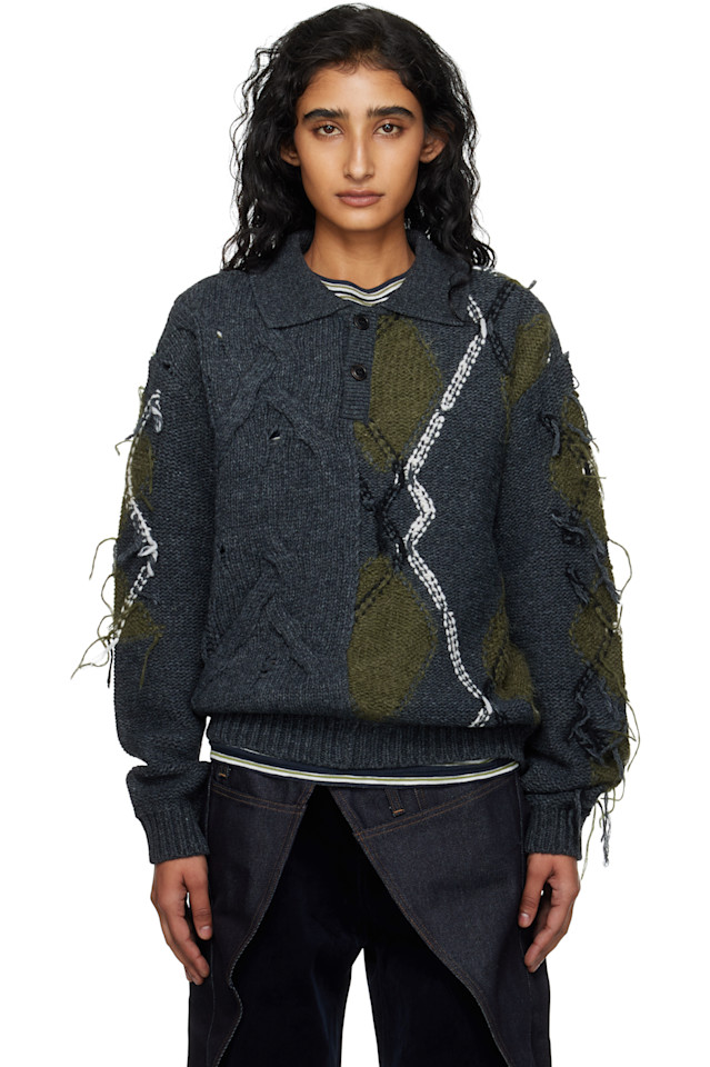 Andersson Bell Поло-Рубашка рыбацкая серо-хаки цвета хаки с ромбовидным узором
Andersson Bell Поло-Рубашка рыбацкая серо-хаки цвета хаки с ромбовидным узором