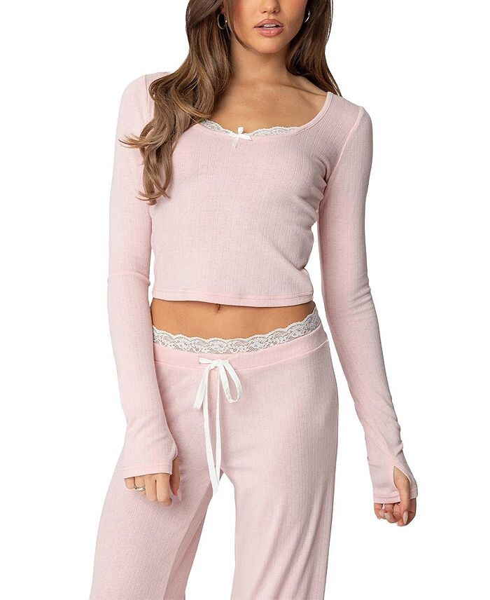 Кружевной топ с длинными рукавами Peekaboo Edikted, розовый
Кружевной топ с длинными рукавами Peekaboo Edikted, розовый