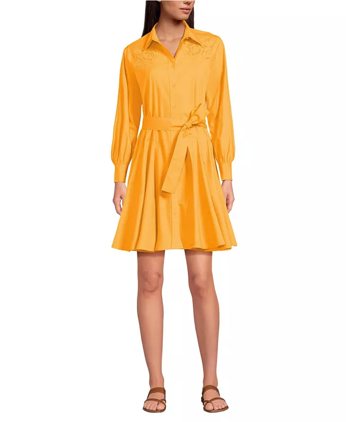 Женское платье из поплина с вышивкой, пуговицами спереди и годе Lands' End, оранжевый
Женское платье из поплина с вышивкой, пуговицами спереди и годе Lands' End, оранжевый