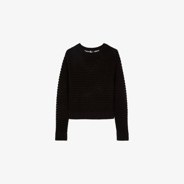 Вязаный джемпер The Kooples с круглым вырезом фактурной вязки, черный
Вязаный джемпер The Kooples с круглым вырезом фактурной вязки, черный