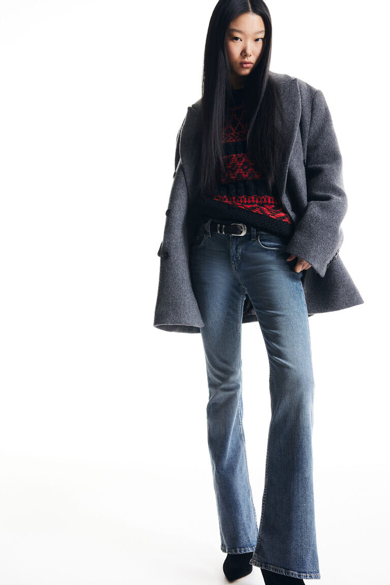 Расклешенные низкие джинсы H&M, синий
Расклешенные низкие джинсы H&M, синий