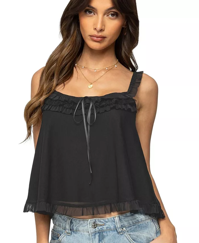 Женский топ-боди с рюшами и сетчатыми вставками Edikted, черный
Женский топ-боди с рюшами и сетчатыми вставками Edikted, черный