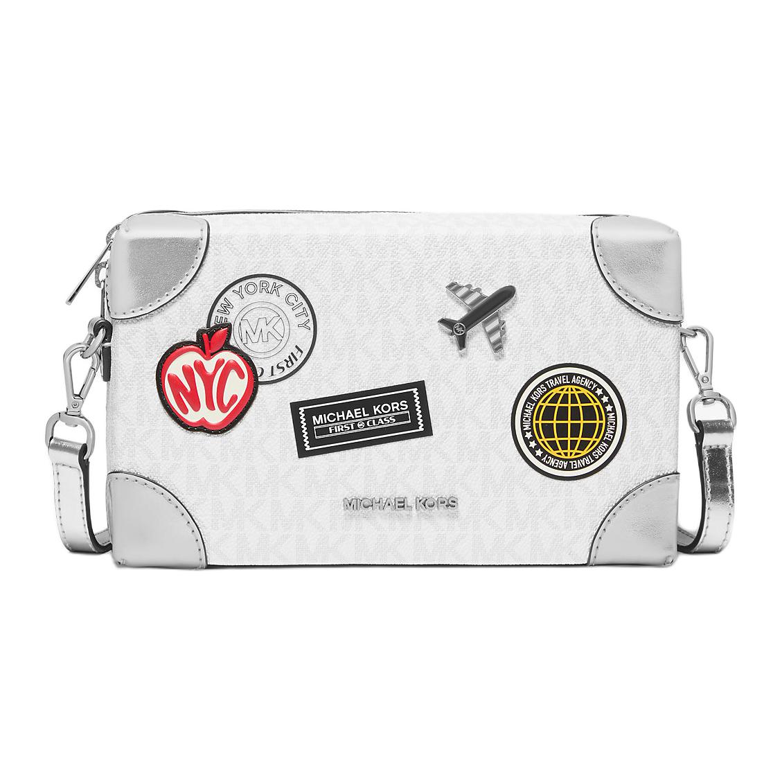 Миниатюрная женская сумка через плечо из лакированного полотна белого цвета MICHAEL KORS
Миниатюрная женская сумка через плечо из лакированного полотна белого цвета MICHAEL KORS