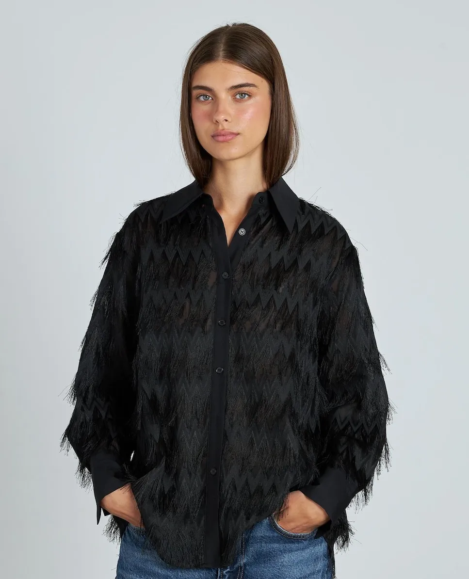 Женская рубашка с перьями в зигзагообразный узор и длинными рукавами Alma en Pena, черный
Женская рубашка с перьями в зигзагообразный узор и длинными рукавами Alma en Pena, черный