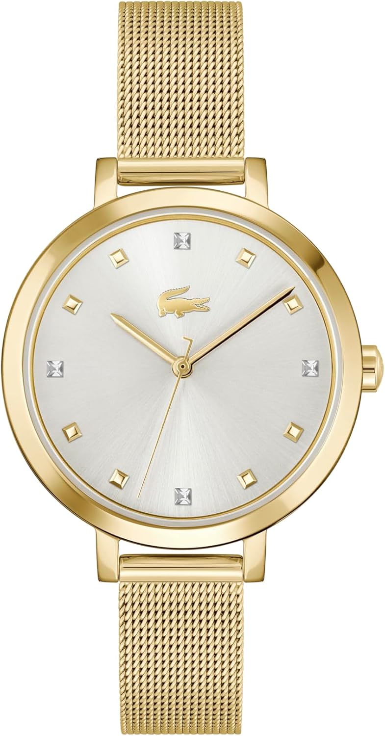 Lacoste Riga женские часы 3H Quartz, нержавеющая сталь, водонепроницаемость до 5ATM/50 метров - минималистичная элегантность - премиальный модный аксессуар - подарок для нее - 34mm, Gold Mesh
Lacoste Riga женские часы 3H Quartz, нержавеющая сталь, водонепроницаемость до 5ATM/50 метров - минималистичная элегантность - премиальный модный аксессуар - подарок для нее - 34mm, Gold Mesh