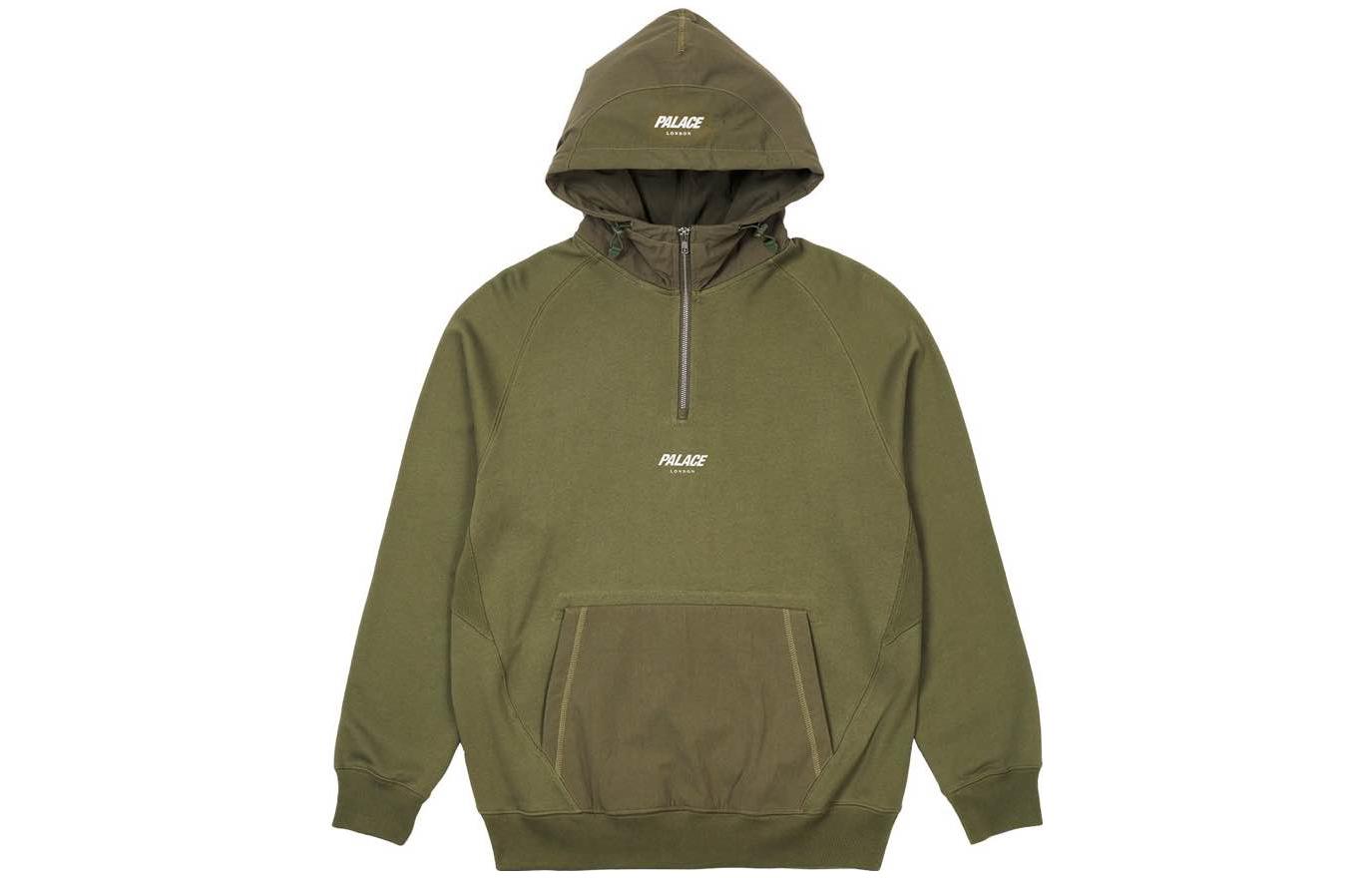 Футболка 1/4 молнии с хлопковыми вставками PALACE, зелёная 
Футболка 1/4 молнии с хлопковыми вставками PALACE, зелёная