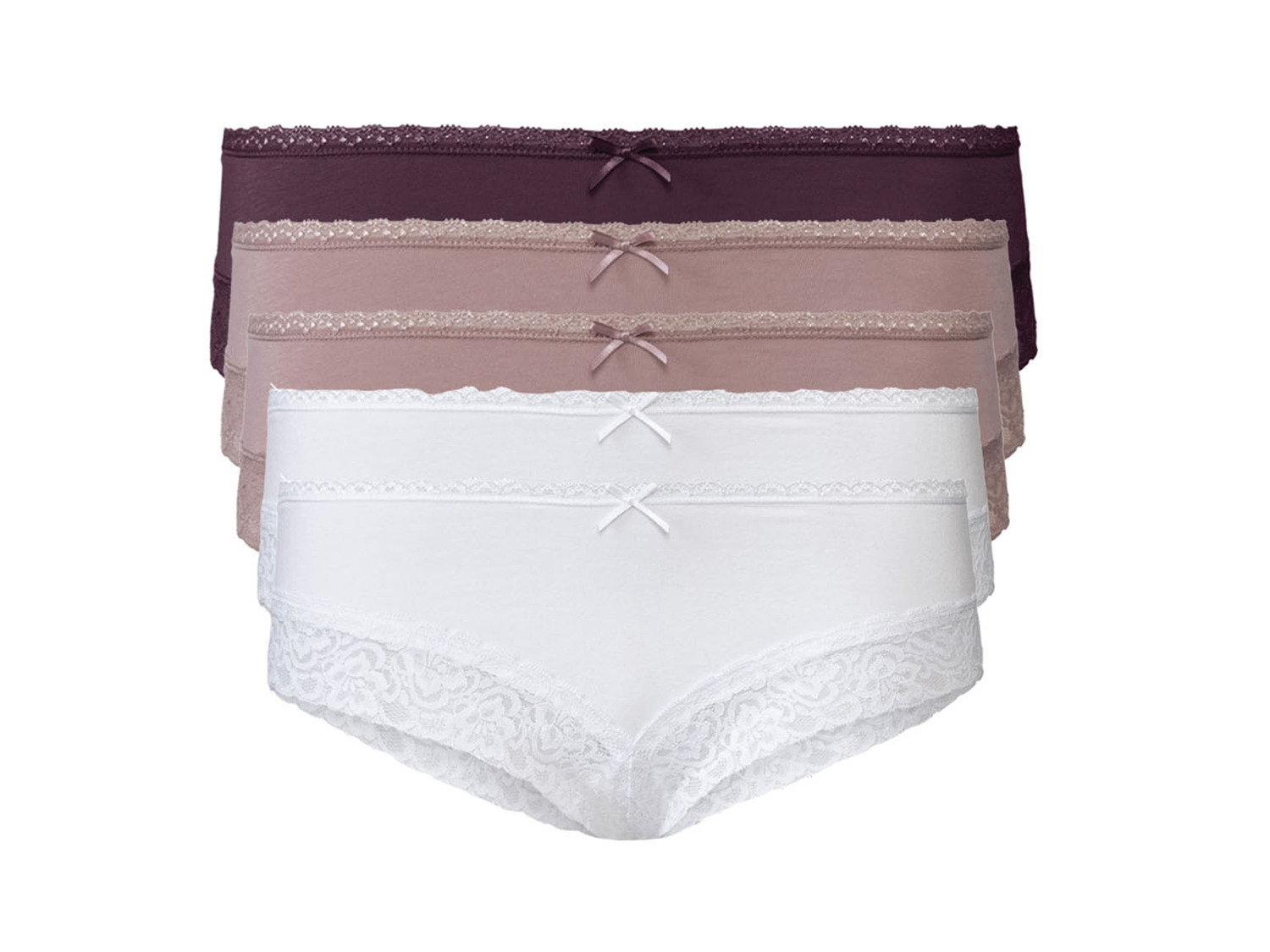 Женские хипстеры esmara, 5 шт., с элегантным кружевом, красный/фиолетовый/белый