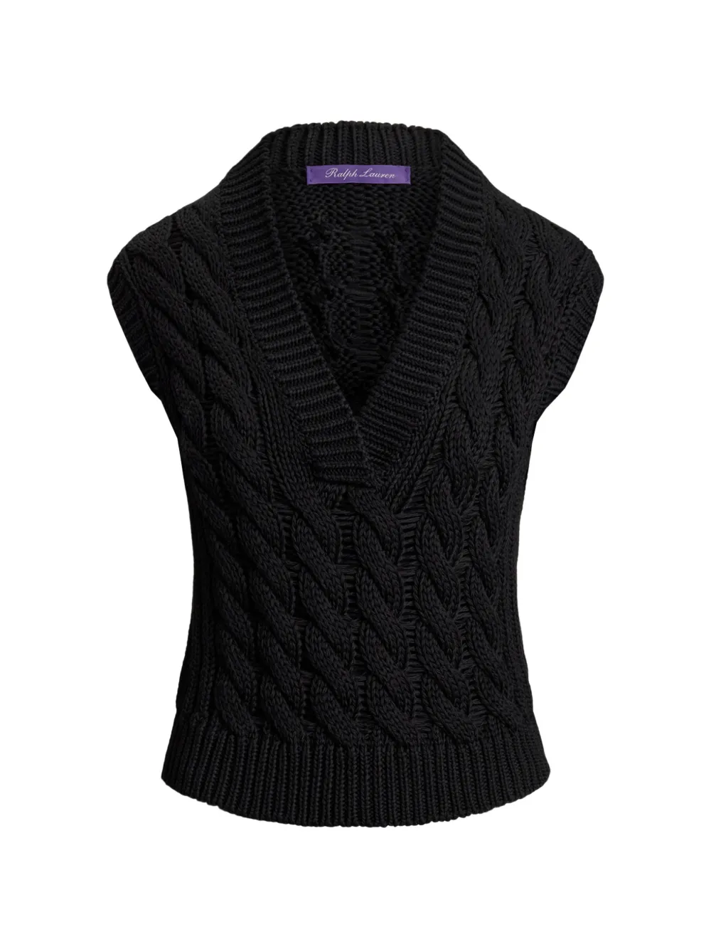 Топ фактурной вязки с V-образным вырезом Ralph Lauren Collection, черный
Топ фактурной вязки с V-образным вырезом Ralph Lauren Collection, черный