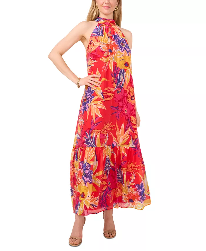 Женское макси-платье с цветочным принтом на бретелях и воланами по подолу MSK, красный
Женское макси-платье с цветочным принтом на бретелях и воланами по подолу MSK, красный