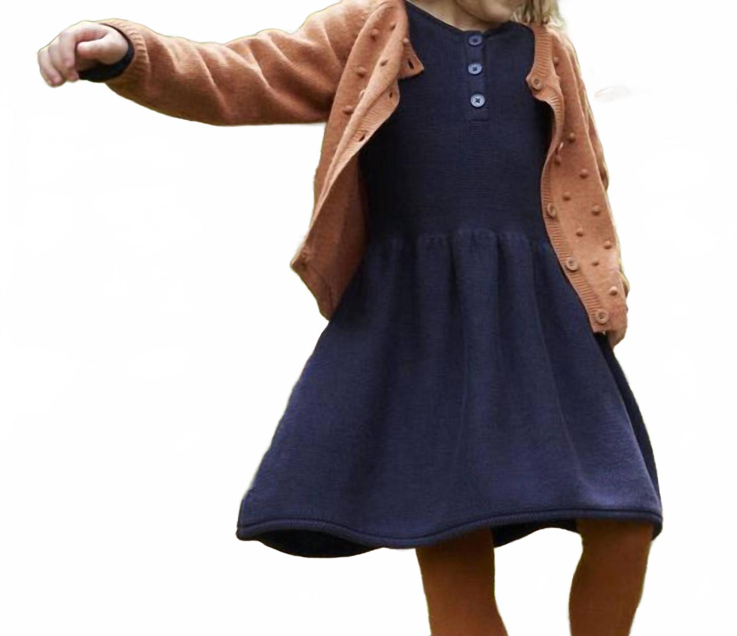 Длинное вязаное платье с длинным рукавом в дымчато-голубом цвете Petit Bateau