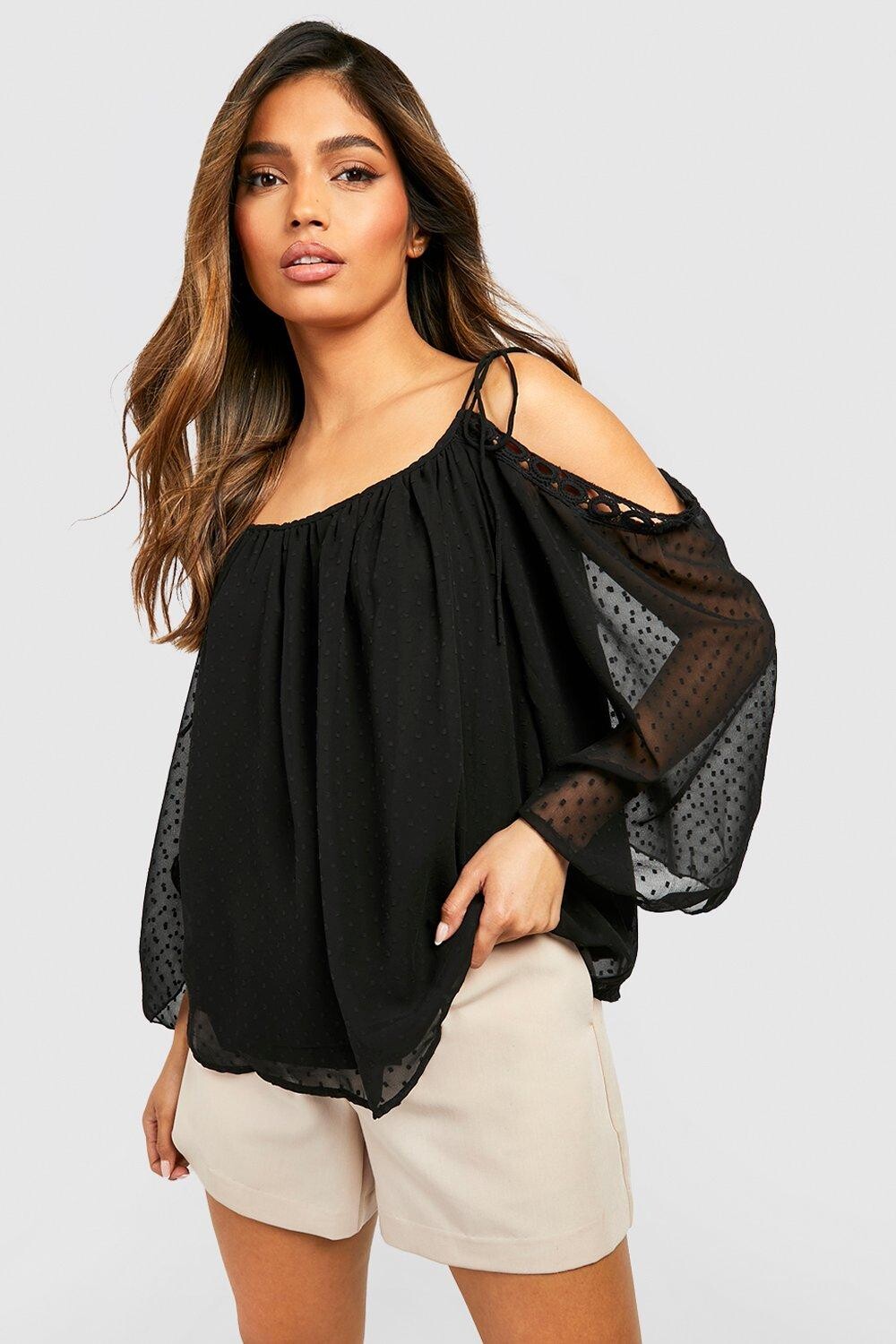 Топ dobby mesh с заниженными плечами Boohoo, черный
Топ dobby mesh с заниженными плечами Boohoo, черный