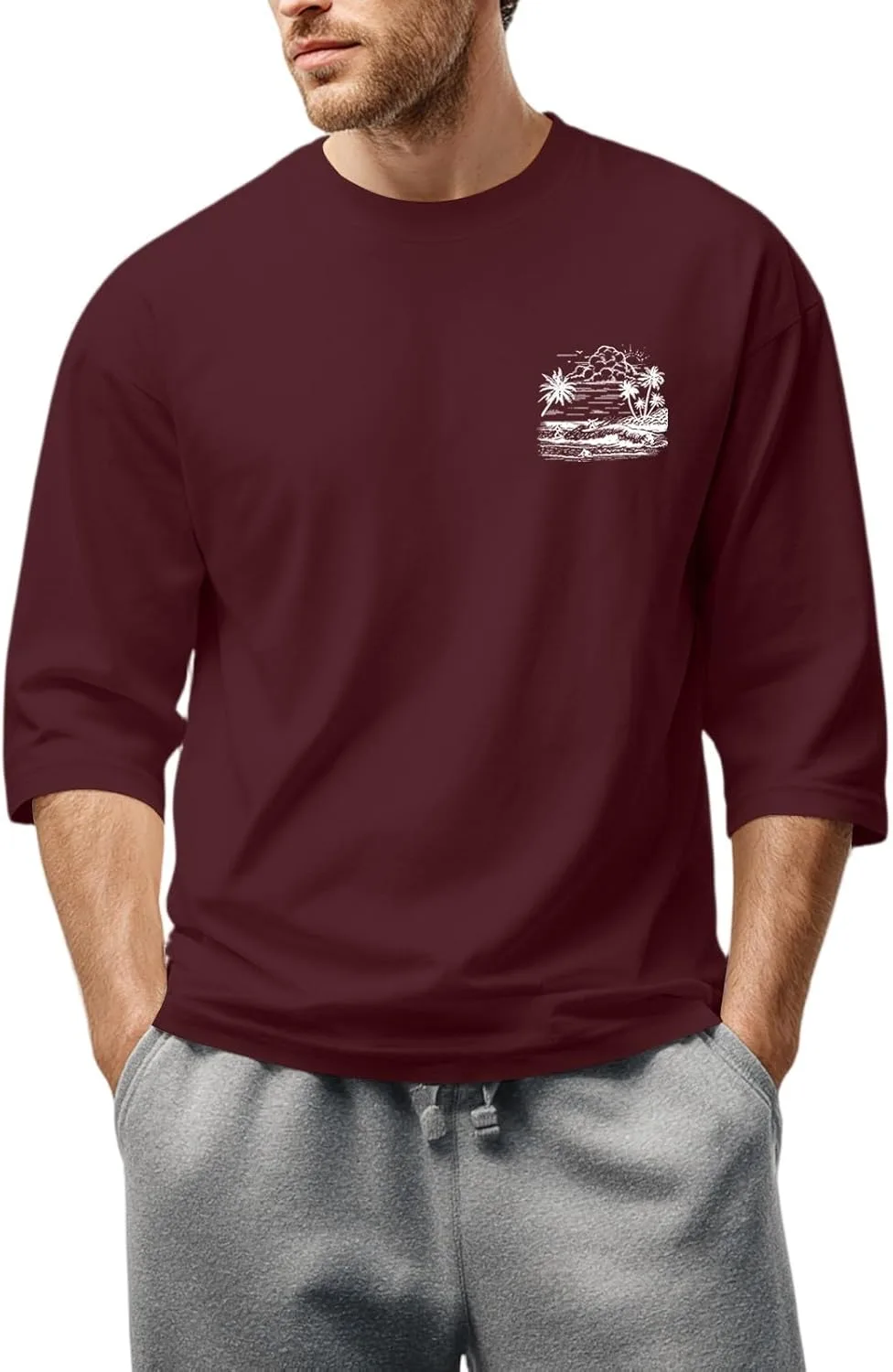 Футболка для мужчин с 3/4 рукавом и 2D принтом FQZWONG
Футболка для мужчин с 3/4 рукавом и 2D принтом FQZWONG