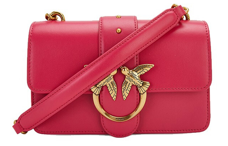 PINKO Простая кожаная сумка через плечо с металлической цепью и эффектом состаренности женская розово-красная
PINKO Простая кожаная сумка через плечо с металлической цепью и эффектом состаренности женская розово-красная