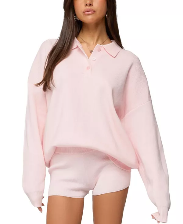 Вязаный поло-свитер Lorie оверсайз Edikted, розовый
Вязаный поло-свитер Lorie оверсайз Edikted, розовый