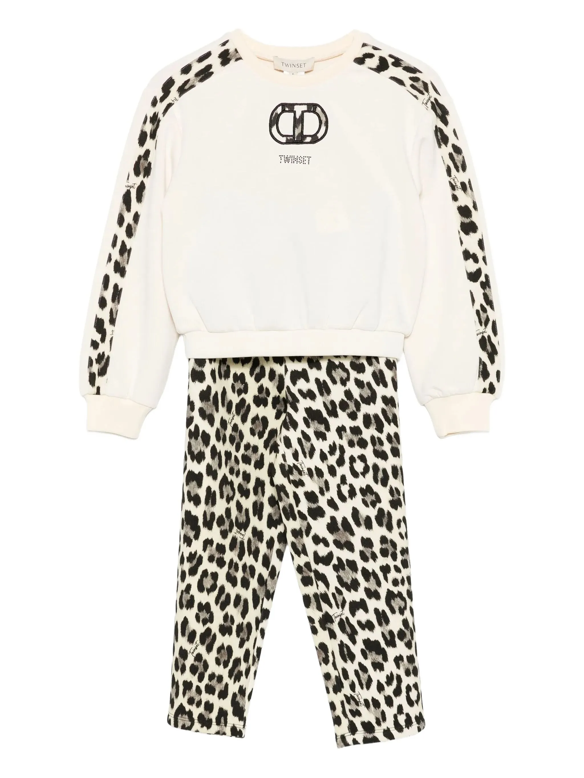 Комплект из топа и брюк с леопардовым принтом Twinset Kids, белый
Комплект из топа и брюк с леопардовым принтом Twinset Kids, белый