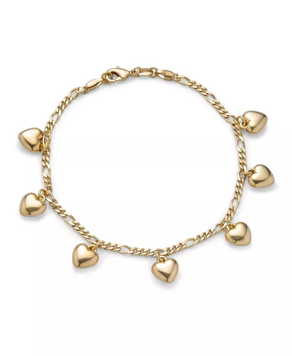 Браслет на лодыжку с подвесками в виде сердечек, позолоченная цепочка Фигаро Bling Jewelry, gold
Браслет на лодыжку с подвесками в виде сердечек, позолоченная цепочка Фигаро Bling Jewelry, gold