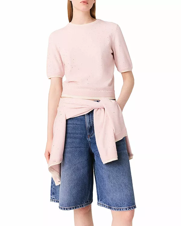 Шерстяной свитер с коротким рукавом Maje, розовый
Шерстяной свитер с коротким рукавом Maje, розовый