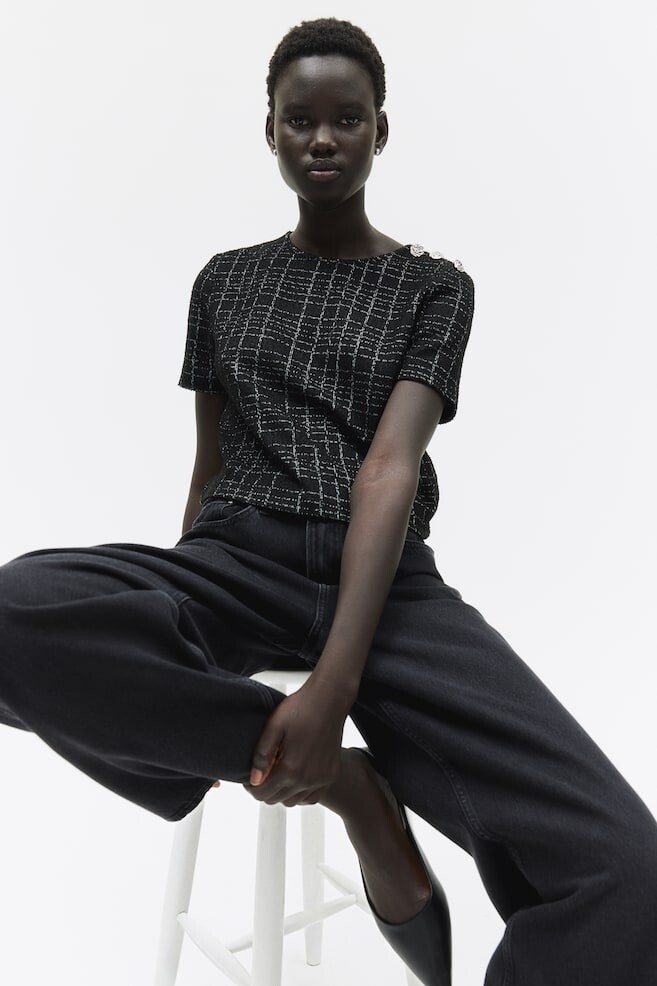 Короткая рубашка букле H&M, черный
Короткая рубашка букле H&M, черный