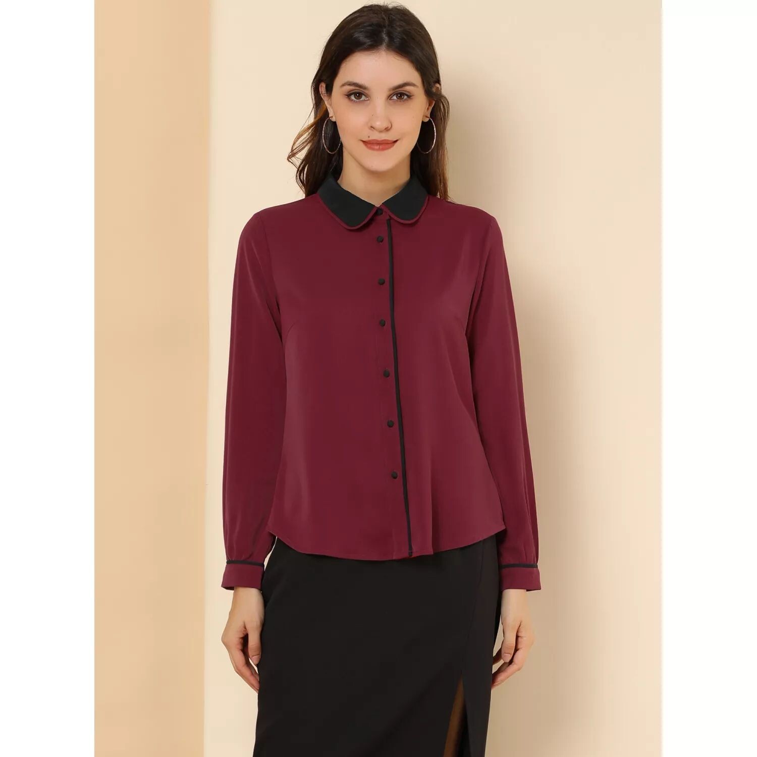 Женская винтажная рубашка на пуговицах на день Святого Патрика с длинным рукавом и контрастным воротником Питера Пэна, офисная рабочая блузка ALLEGRA K, черный
Женская винтажная рубашка на пуговицах на день Святого Патрика с длинным рукавом и контрастным воротником Питера Пэна, офисная рабочая блузка ALLEGRA K, черный