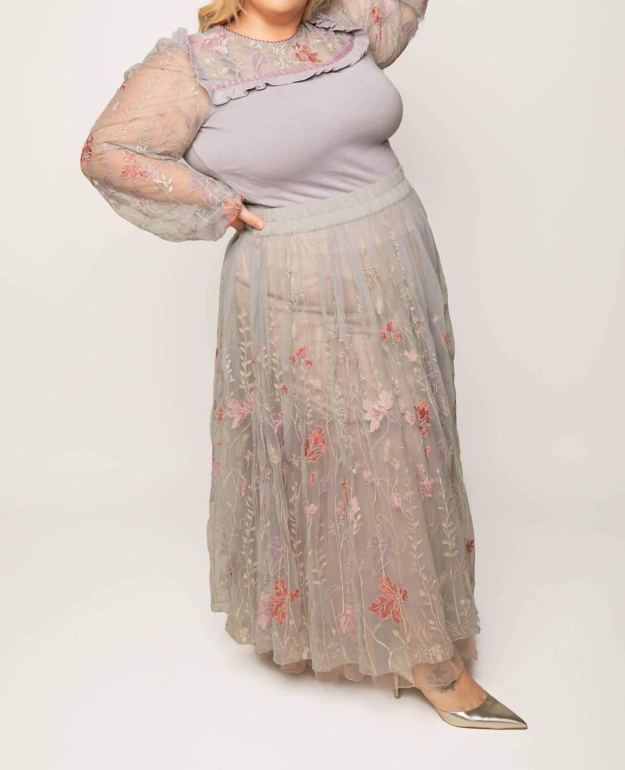 Марино Макси Юбка плюс в ледниково-сером -bl^nk-, серый 
Марино Макси Юбка плюс в ледниково-сером -bl^nk-, серый