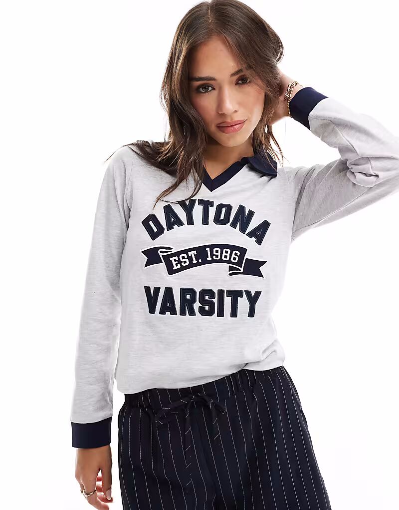 Рубашка-поло Daytona Varsity с графическим принтом в серо-мраморном цвете Cotton On
Рубашка-поло Daytona Varsity с графическим принтом в серо-мраморном цвете Cotton On