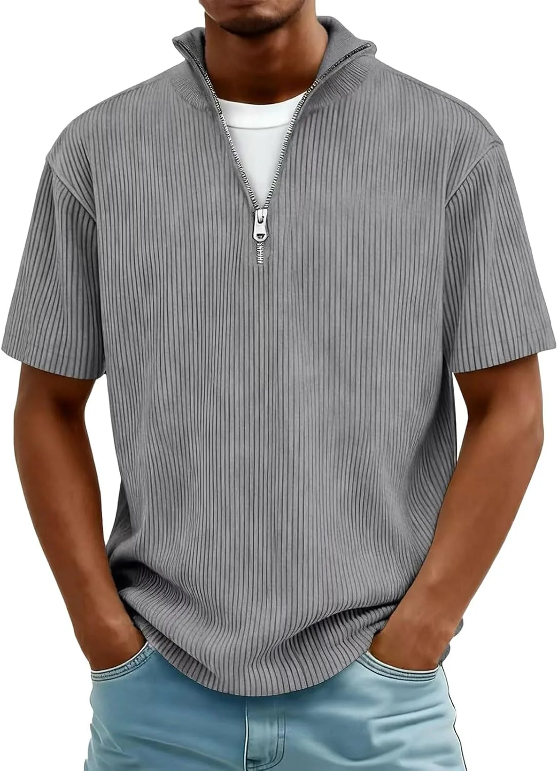 Hvyesh мужская футболка с коротким рукавом и четвертью молнии, свободный крой, для спорта и летних образов
Hvyesh мужская футболка с коротким рукавом и четвертью молнии, свободный крой, для спорта и летних образов