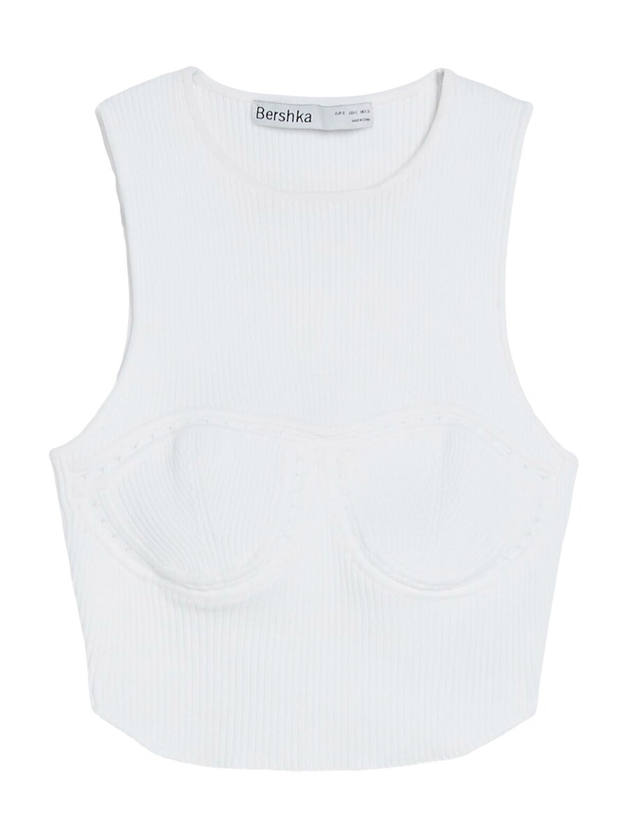 Вязаный топ Bershka, белый
Вязаный топ Bershka, белый