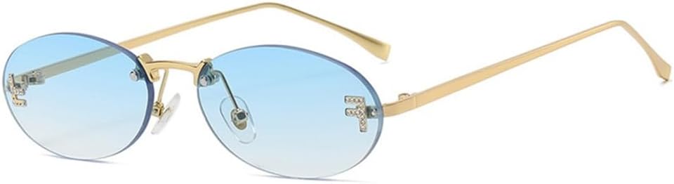 Женские солнцезащитные очки «кошачий глаз», маленькие солнцезащитные очки для мужчин, без оправы, ретро, овальные солнцезащитные очки с буквами, защита от ультрафиолета UV400 generic, Gold Blue
Женские солнцезащитные очки «кошачий глаз», маленькие солнцезащитные очки для мужчин, без оправы, ретро, овальные солнцезащитные очки с буквами, защита от ультрафиолета UV400 generic, Gold Blue